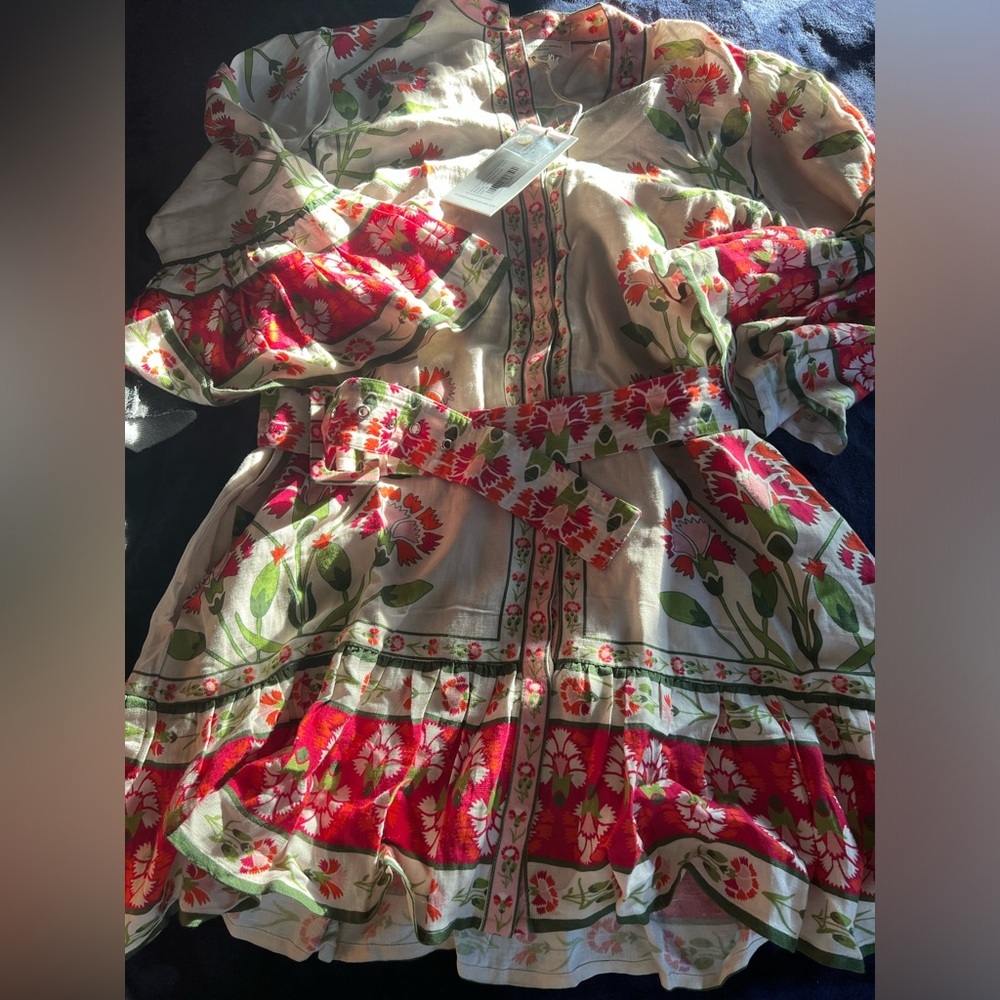 Elizabeth James revolve Dress cottage Floral Design linen bohemian Anthropologie - Picture 5 of 10